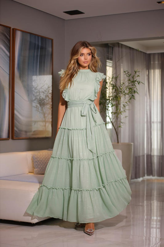 Flowing Tiered Maxi Dress with Ruffled Details