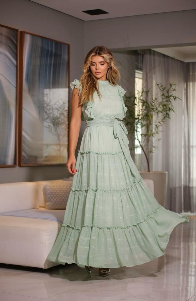 Flowing Tiered Maxi Dress with Ruffled Details